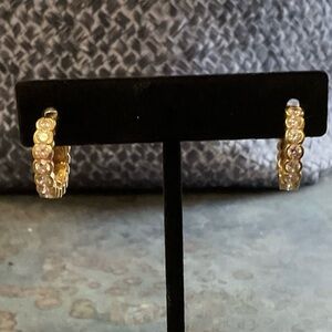 Gold Plated Sterling Silver CZs Hoop Earrings